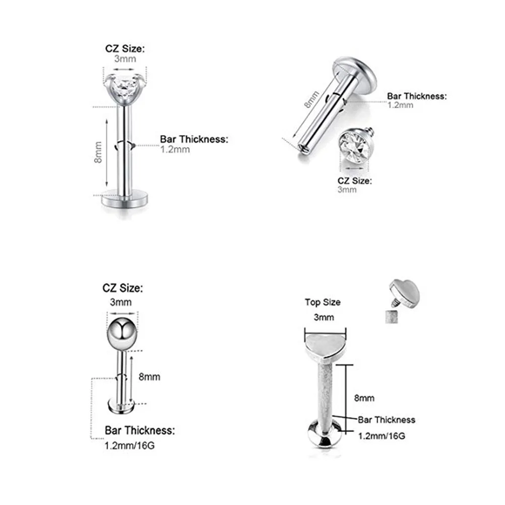 

Forward Helix Tragus Cartilage Earrings Barbell Body Piercing Jewelry 316L Surgical Steel Hypoallergenic Smooth
