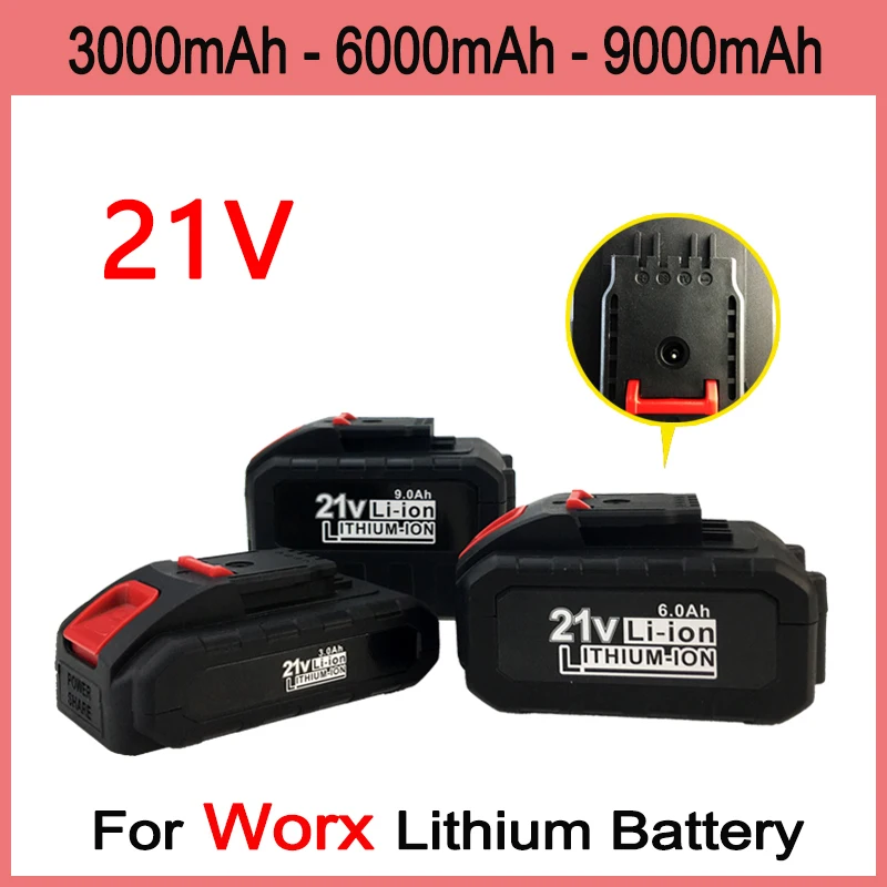 

21V 3000/6000/9000mAh Lithium Battery for Worx Electric Power Tool Pruning Saw Drill Percussion WA3551 WA3553 WA3641 WG629E ﻿