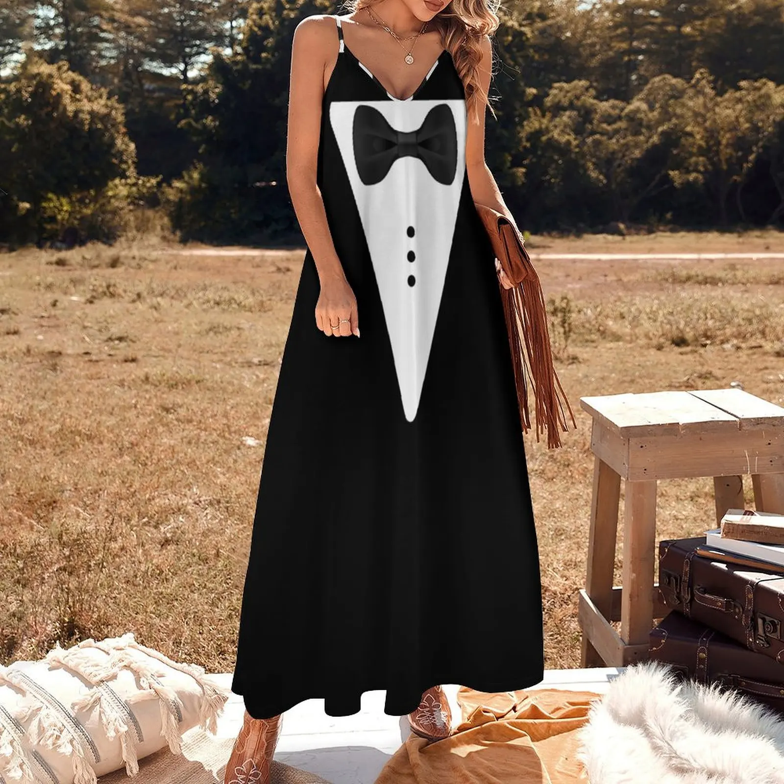 Tuxedo T-Shirt - Tux Tee Sleeveless Long Dress women's dresses luxury prom dresses 2025 Dress