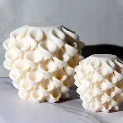 Geometry Flower Ball Candle Silicone Mold 3D Cylinde Swirl Sculpture Pillar Art Wax Candle Making Mould DIY Handmade Soap Molds