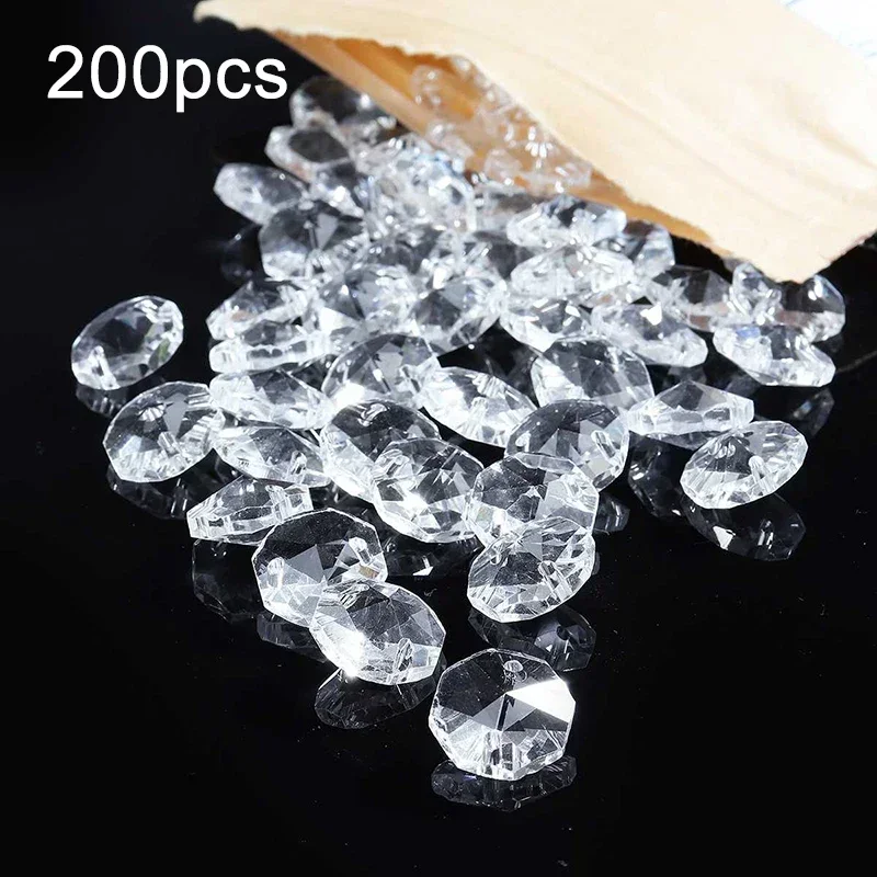 200 Pieces Clear 14mm Glasses Balls Pendant Light Faceted Home Furnishing Wind Chimes Hanging Decorations