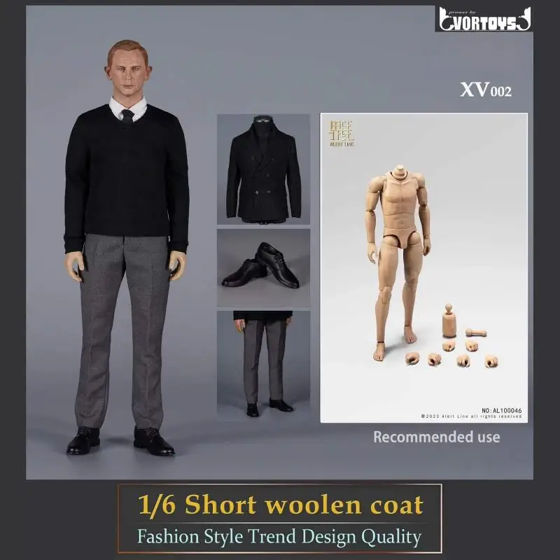 VORTOYS XV002 1/6 Scale Male Clothes Special Agent Short Coat Set For AL100046 BD001 MB002 12inch Action Figure Soldier Scene