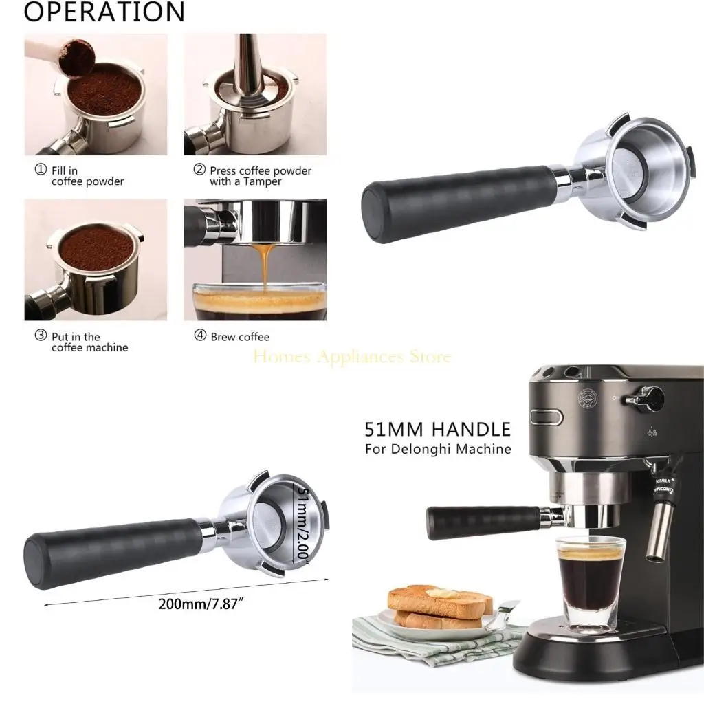 

D0AB 51mm Metal Coffee Machine Handle Coffee Machine Part Accessories for EC680 EC685