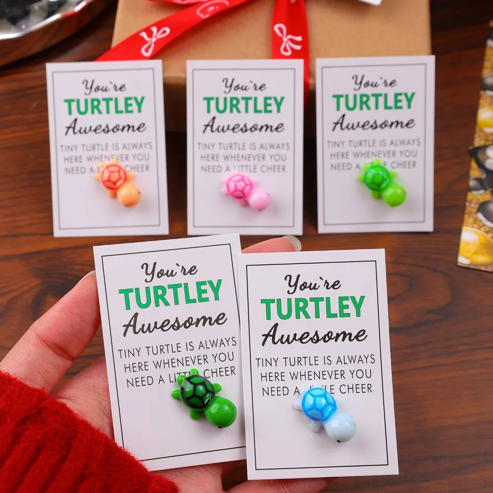 30/5PCS Mini Turtle Hug Cards with Inspirational 