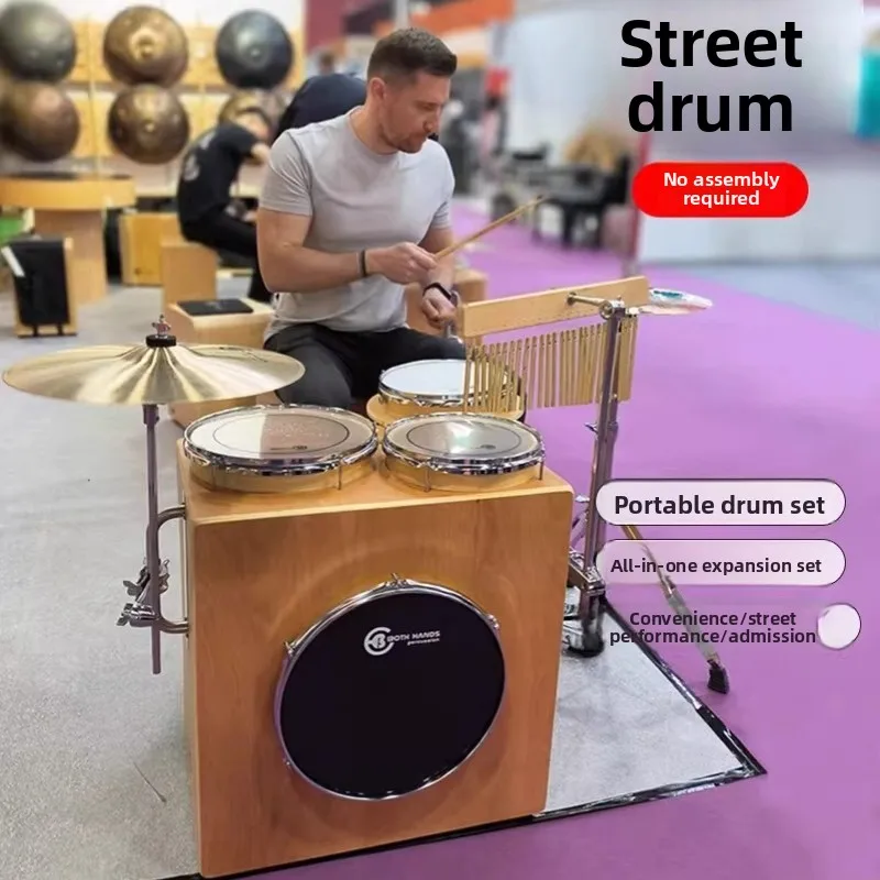 Portable Jazz Drum Pop, Travel Wooden Box