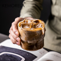 1PCS Creative Style Glass Coffee Smoothie Cup Heat-Resistant Drink Cup Transparent Glassware Whisky Beer Fruit Bubble Water