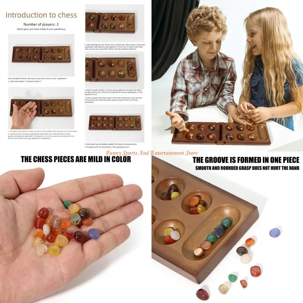 C4DE Retro Gemstones Chesses Storage Puzzle Game Construction for Children Educational Activity and Home Decorating