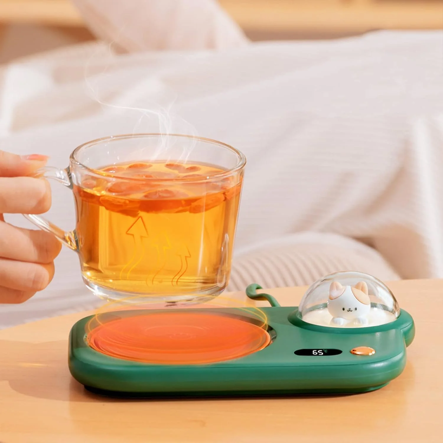 for Desk Office , Smart Coffee Cup Heater with 3Temperature Setting & 8Hours Auto Shut Off, Candle Warmer Night Light B