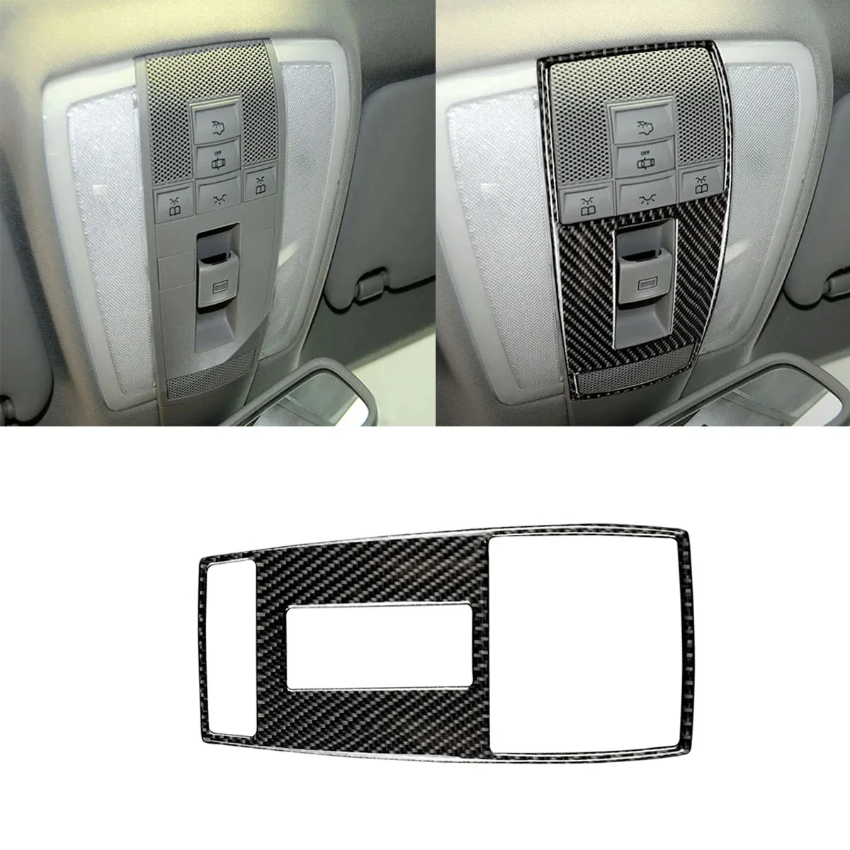 

Real Carbon Fiber Car Interior Front Reading Light Frame Cover Trim For Mercedes Benz C E Class W204 W212 2010 2011 2012