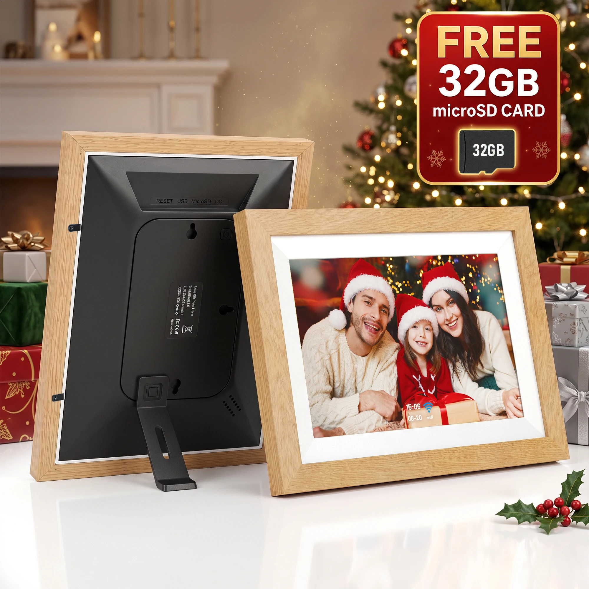 Lemorele 10.1 Inch Digital Picture Frame WiFi Electronic Frame 1280 * 800 touch high-definition screen 32GB Storage with OS
