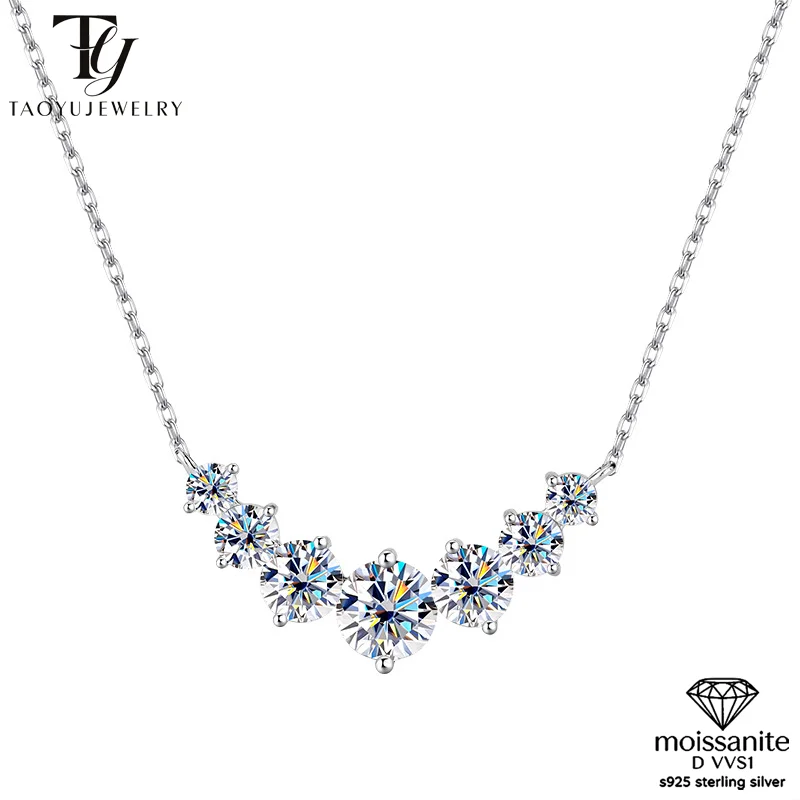 Classic D Color Carat Moissanite Diamond S925 Silver Pendant Necklace For Women Exquisite Anniversary Commemorative Fine Jewelry