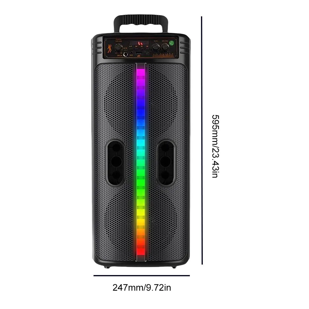 Bluetooth-Compatible Speaker Stereo Loud Speaker Colorful Lights Double Subwoofer Heavy Bass Sound for Travel Indoor and Outdoor