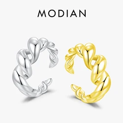 MODIAN Smooth Twisted Trendy Ring 925 Sterling Silver Adjustable Simple Finger Rings For Women Female Jewelry Birthday Gift
