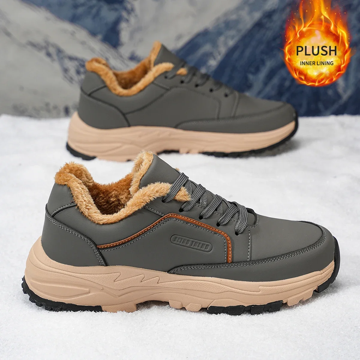 Men's Boots Large Size Plush Inner Lining Sports Shoes Outdoor Hiking Comfortable Casual Fashionable Training Shoes for Couples