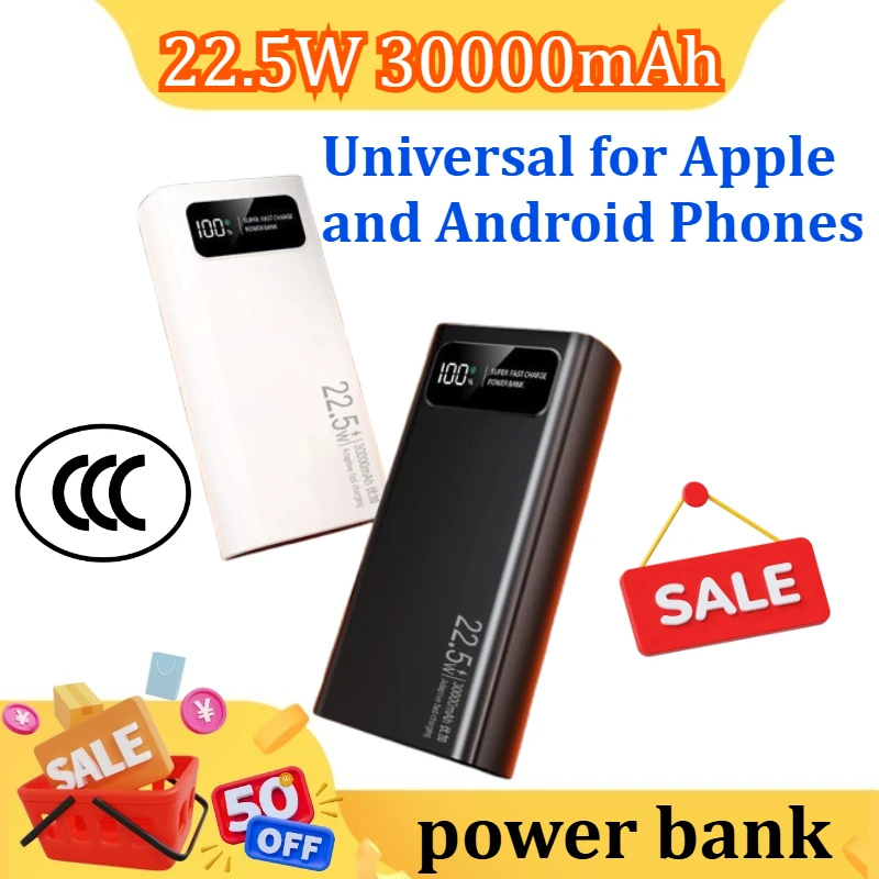 

Power Bank 22.5W 30000mAh Portable Charger Poverbank Fast Charging Powerbank External Battery For iPhone for Xiaomi