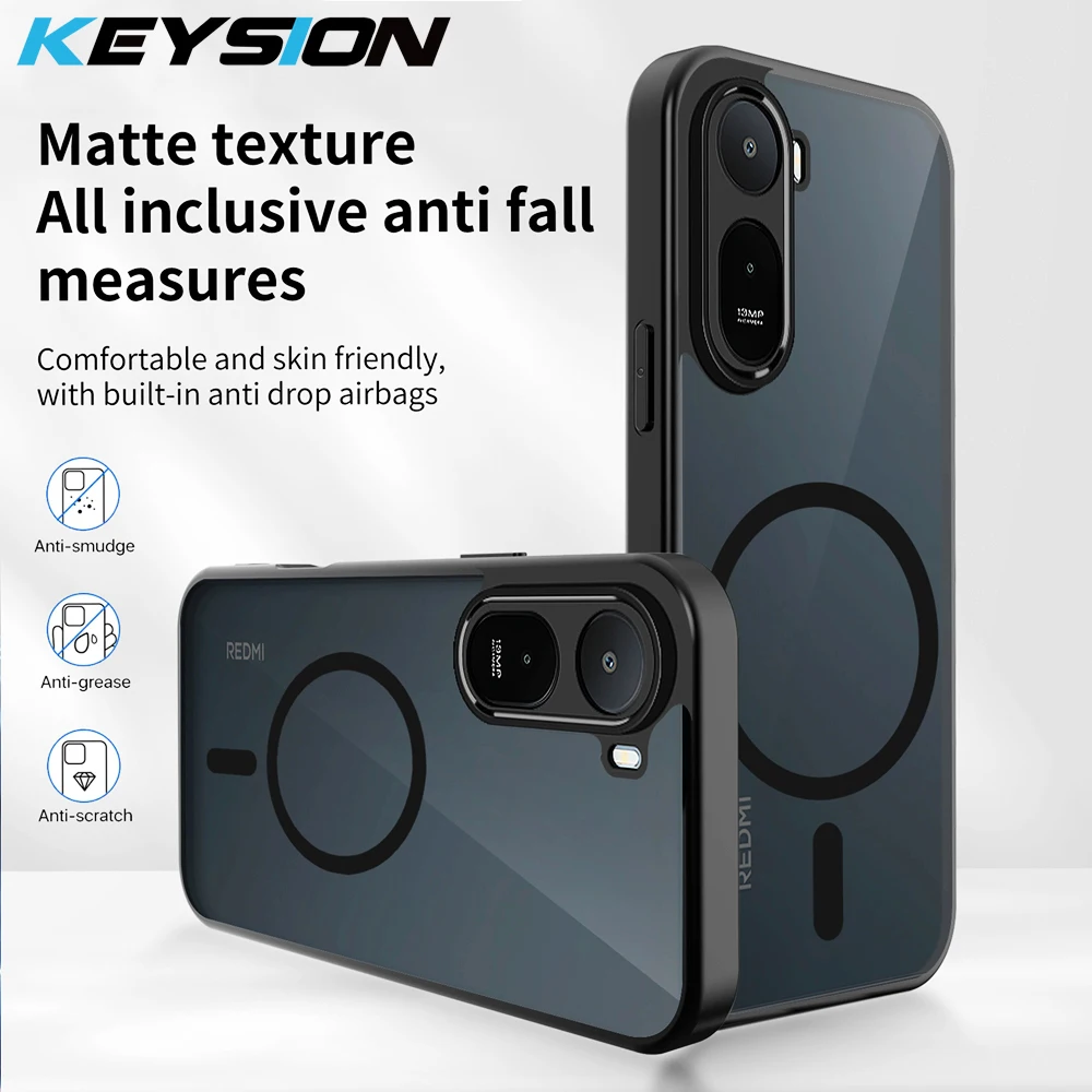 

KEYSION Magnetic Phone Case for Redmi A7 Pro Soft Silicone+PC Matte Translucent Black Shockproof Cover for Xiaomi Redmi A7 Pro