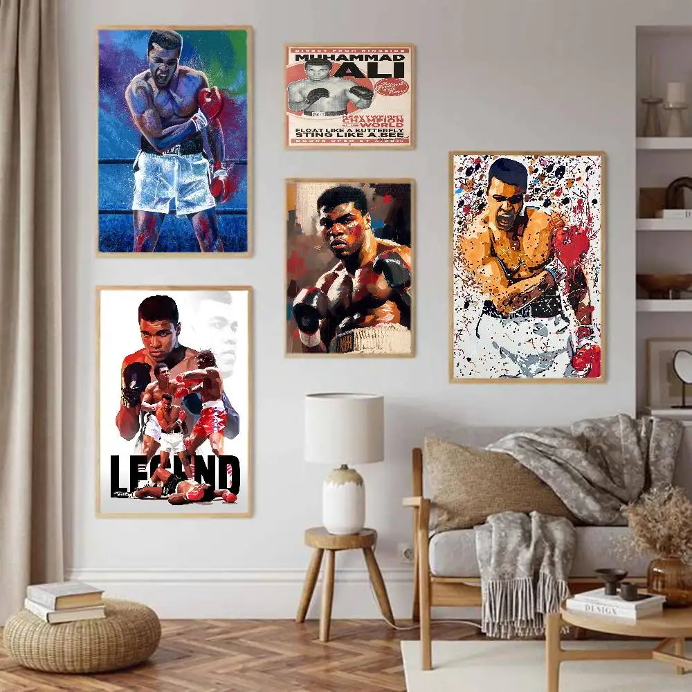 جديد كلاسيكي محمد علي قماش اللوحة الشهيرة الملاكم إلهام المشارك ورق مقاوم للماء ملصق مقهى البيت بار طلاء جدران