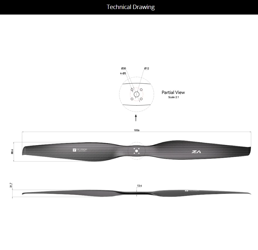 T-MOTOR VZ41.5*15.2 Max Speed 4000rpm Carbon Fiber Drone Propeller Heavy Lift Thrust Industrial UAV Props