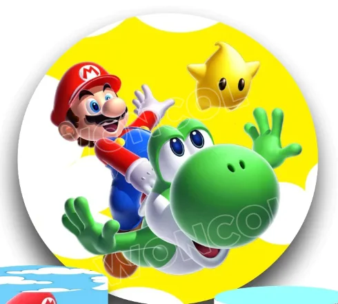 Fondo redondo de cumpleaños de Mario Yoshi, Fondo de Luigi Mario, cubierta de cilindro de Super Mario, decoración para fiesta de bienvenida de bebé y cumpleaños de niño, accesorio para fotografía