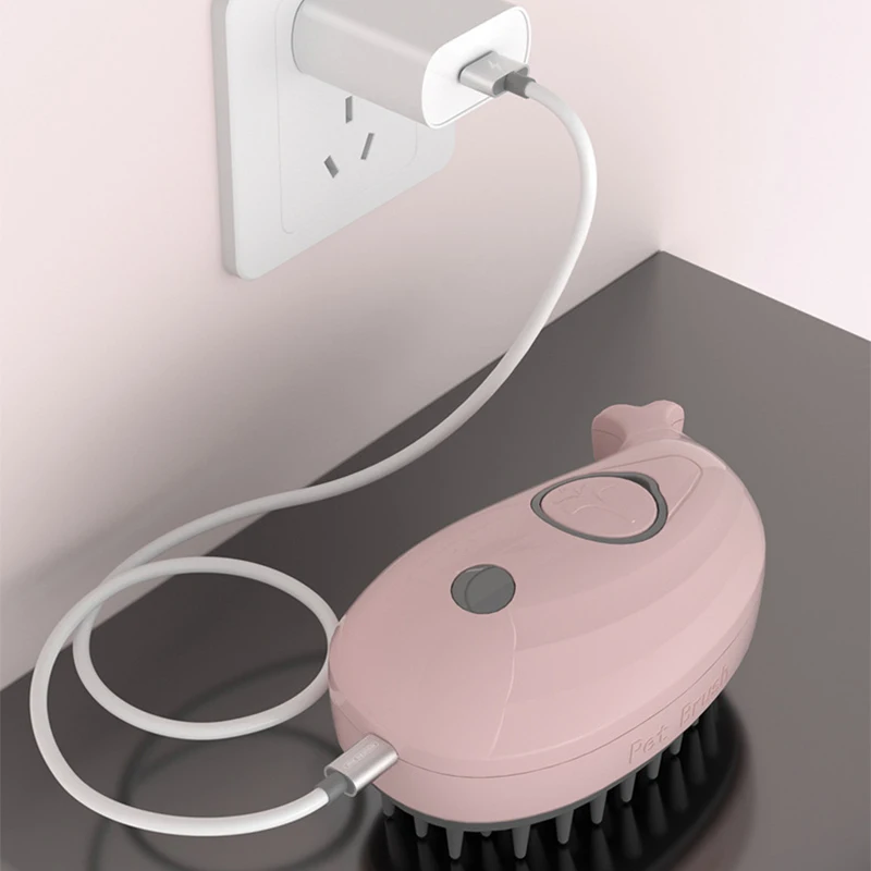 High Quality 3 In 1 Electric Self Cleaning Pet Bath Shower Massage Dog Grooming Comb Spray Shedding Steam Cat Steamy Brush - Image 3