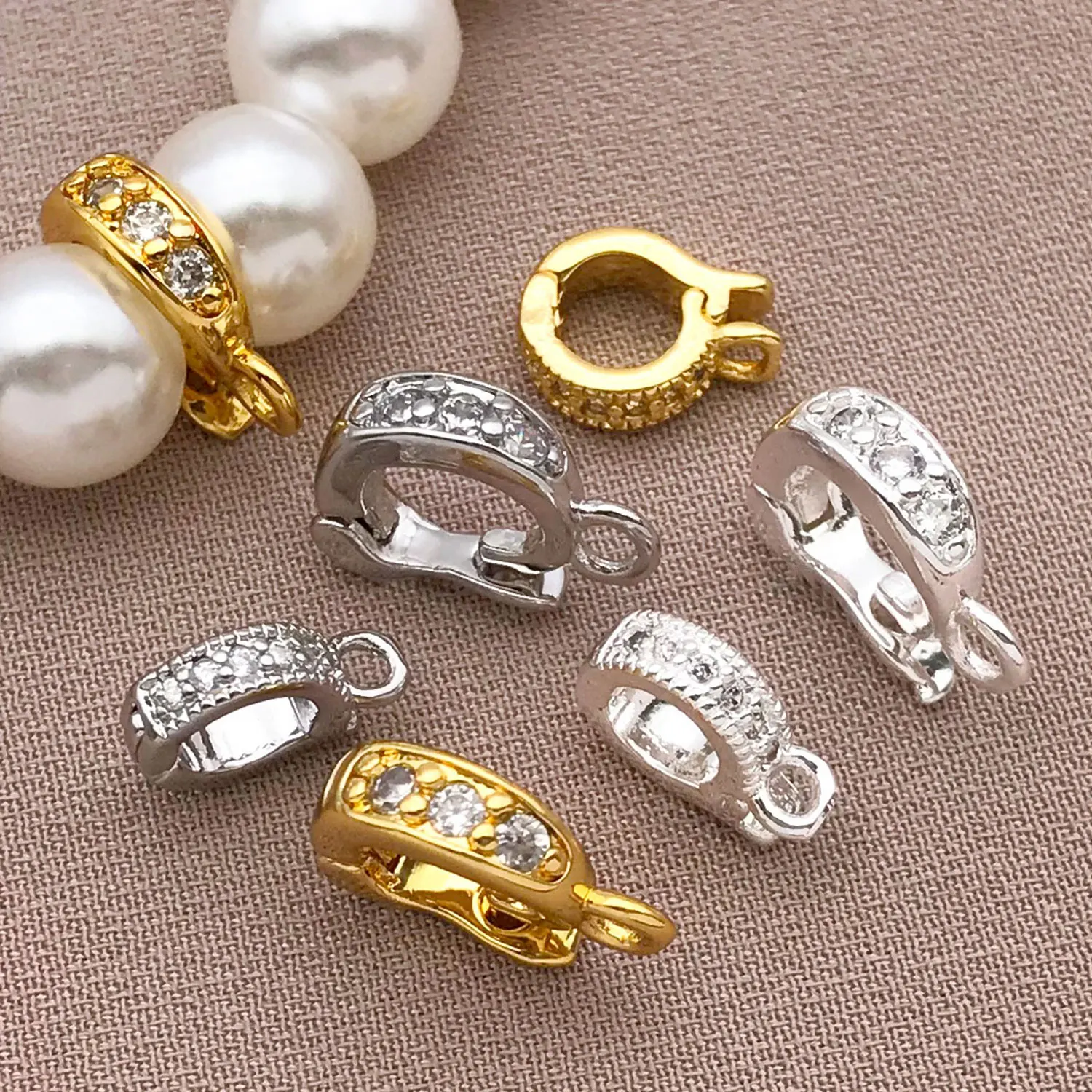 3pcs18K Copper Plated Genuine Golden Thick Silvery White Golden Melon Seed Buckle Pendant Buckle, DIY Jewelry Making Accessories