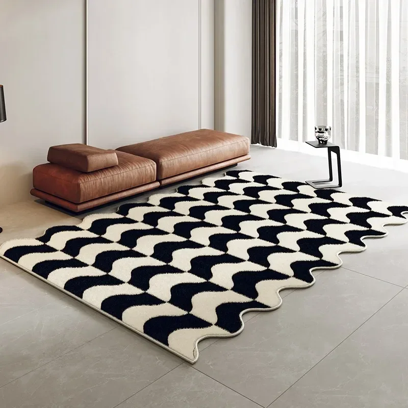 NONE Irregular Minimalist Area Rug Black 5