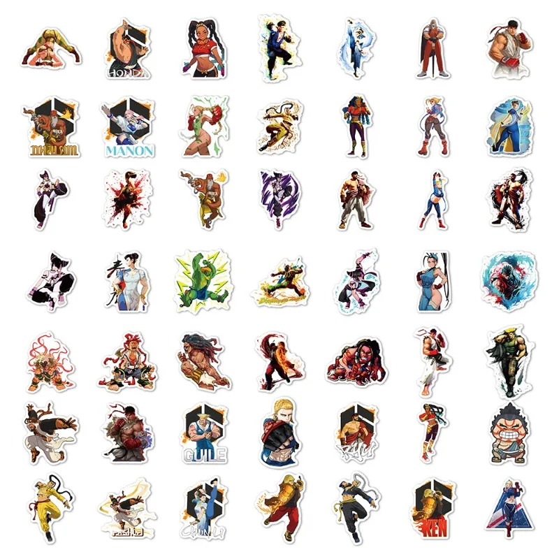 50pcs Street Fighter Cartoon Sticker Suitcase Water Cup Stationery Mobile Phone Scooter Laptop Refrigerator Decorative Sticker