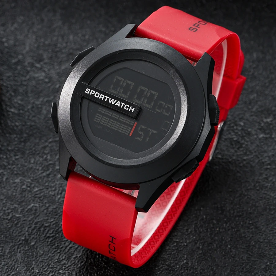 YIKAZE ساعات رياضية رجالية فاخرة ساعة يد رقمية ساعة توقيت مضيئة تاريخ الأسبوع متعددة الوظائف اللياقة البدنية ساعة إلكترونية على مدار الساعة