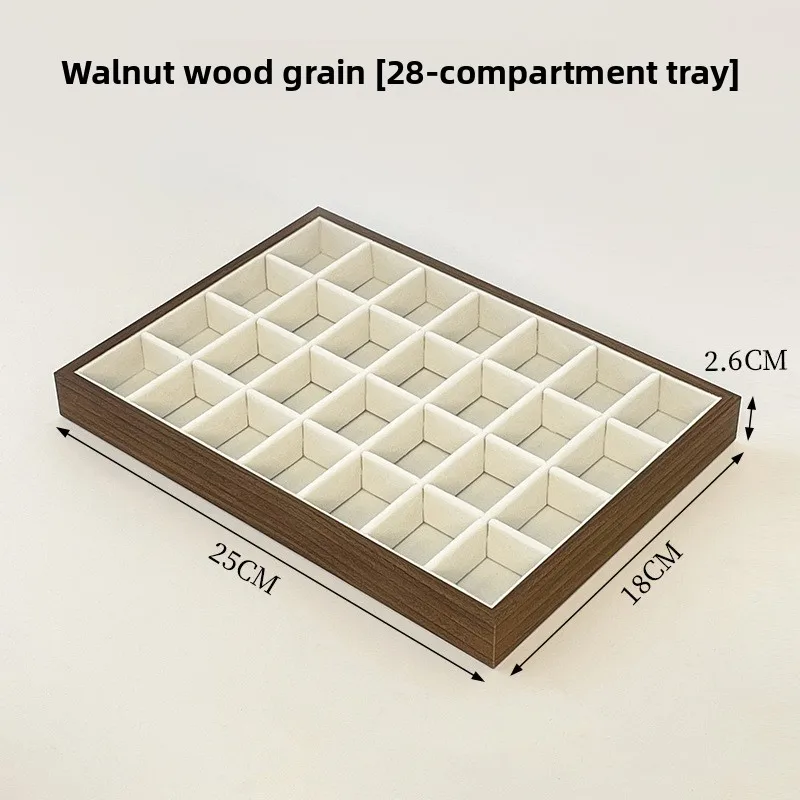 High-end Walnut Pattern Jewelry Tray, Multi-grid Storage