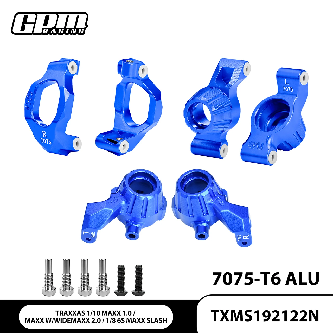 

GPM Alu 7075 Front C-Hubs & Steering Blocks & Rear Stub Axle Carriers Set Maxx 89076-4
