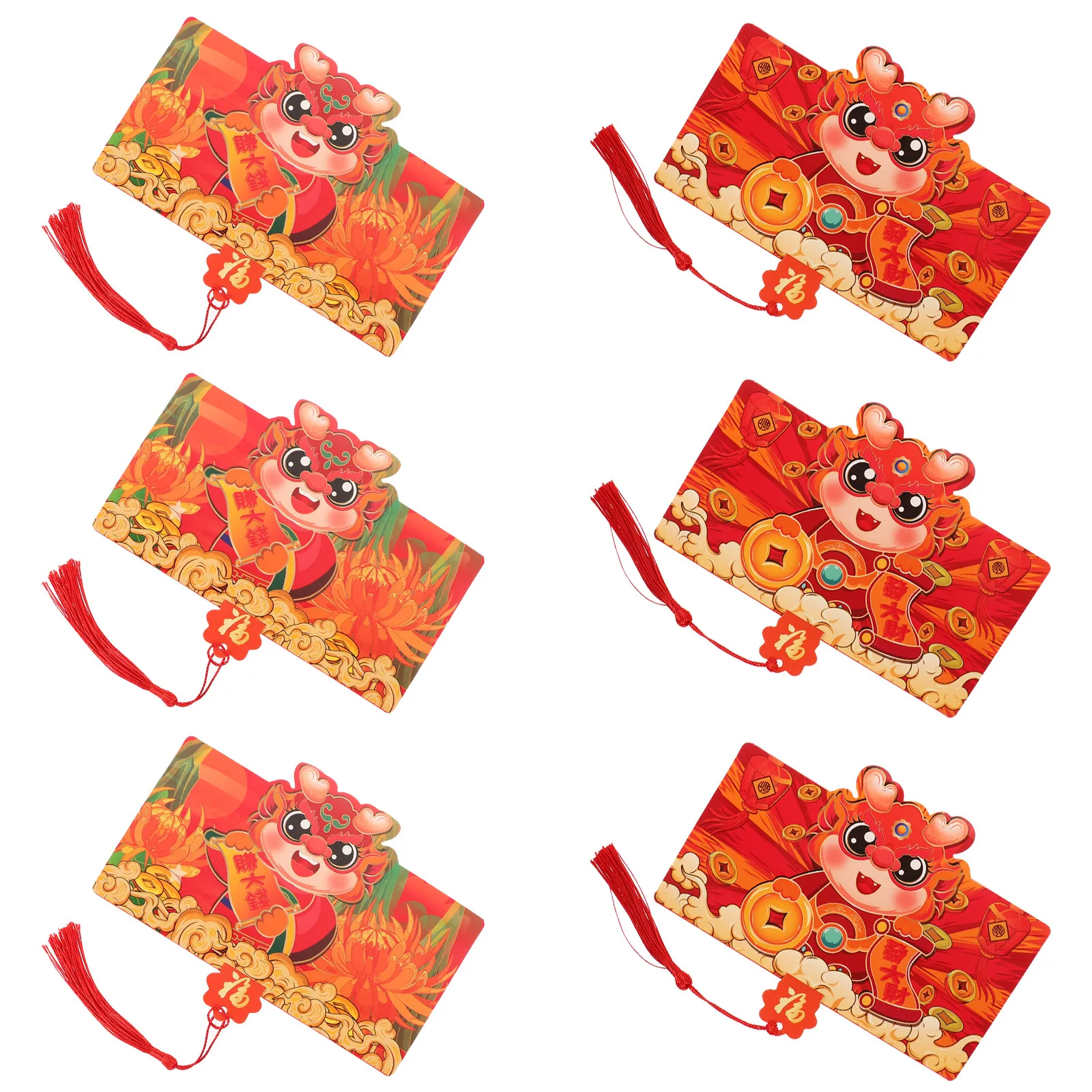 

6Pcs Chinese New Year Red Envelopes Paper Money Pockets Auspicious Festival Cash Gift Bags Spring Festival Dragon Pattern Lucky
