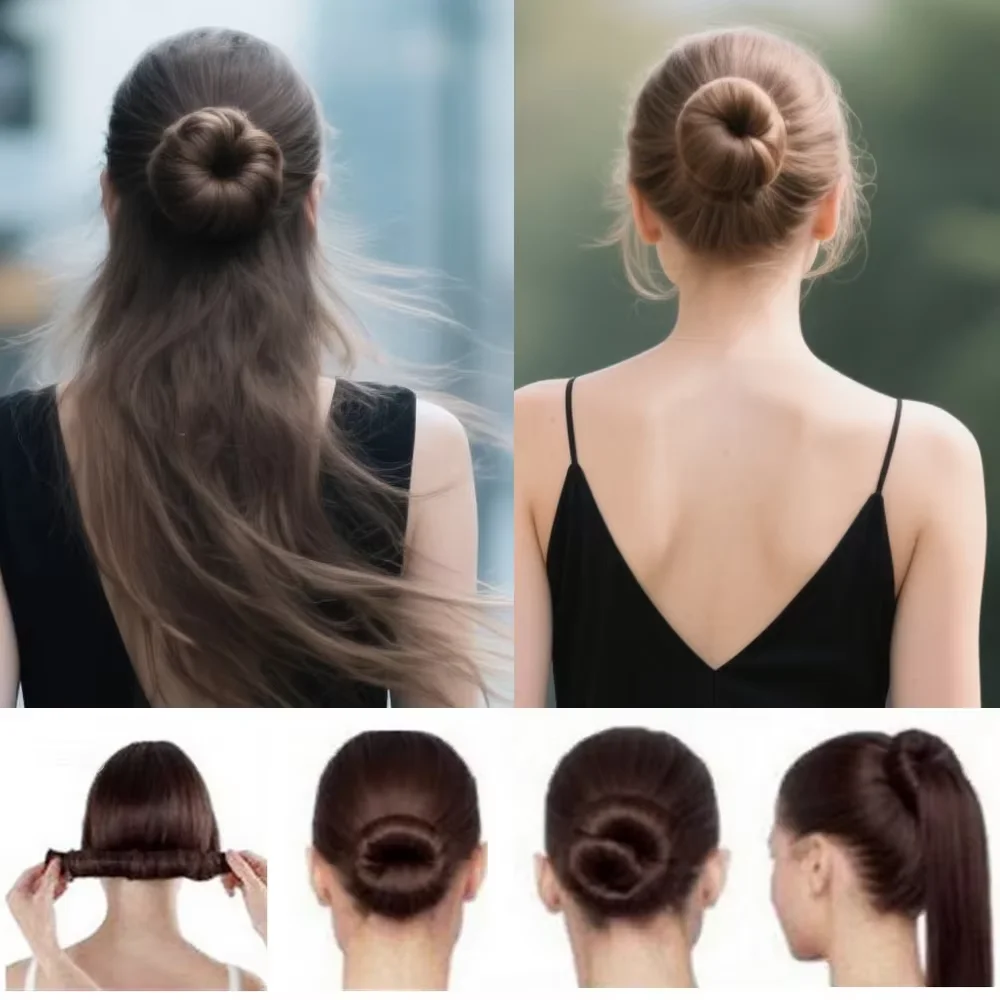 2 Pcs Hair Accessories Synthetic Wig Donuts with 1 Pc Hair Comb Head Band French Twist Magic DIY Tool for Women Girl
