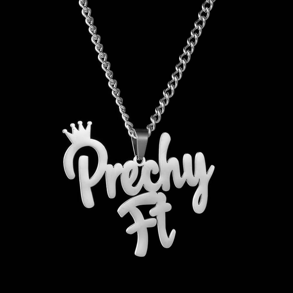 Diamon New Personalized Custom Name Necklace Stainless Steel Jewelry 2 Names Crown Side Chain Pendant for Women Jewelry Gift