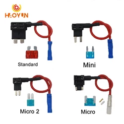 【5-1PCS】12V MINI SMALL MEDIUM Size Car Fuse Holder Add-a-circuit TAP Adapter with 10A Micro Mini Standard ATM Blade Fuse