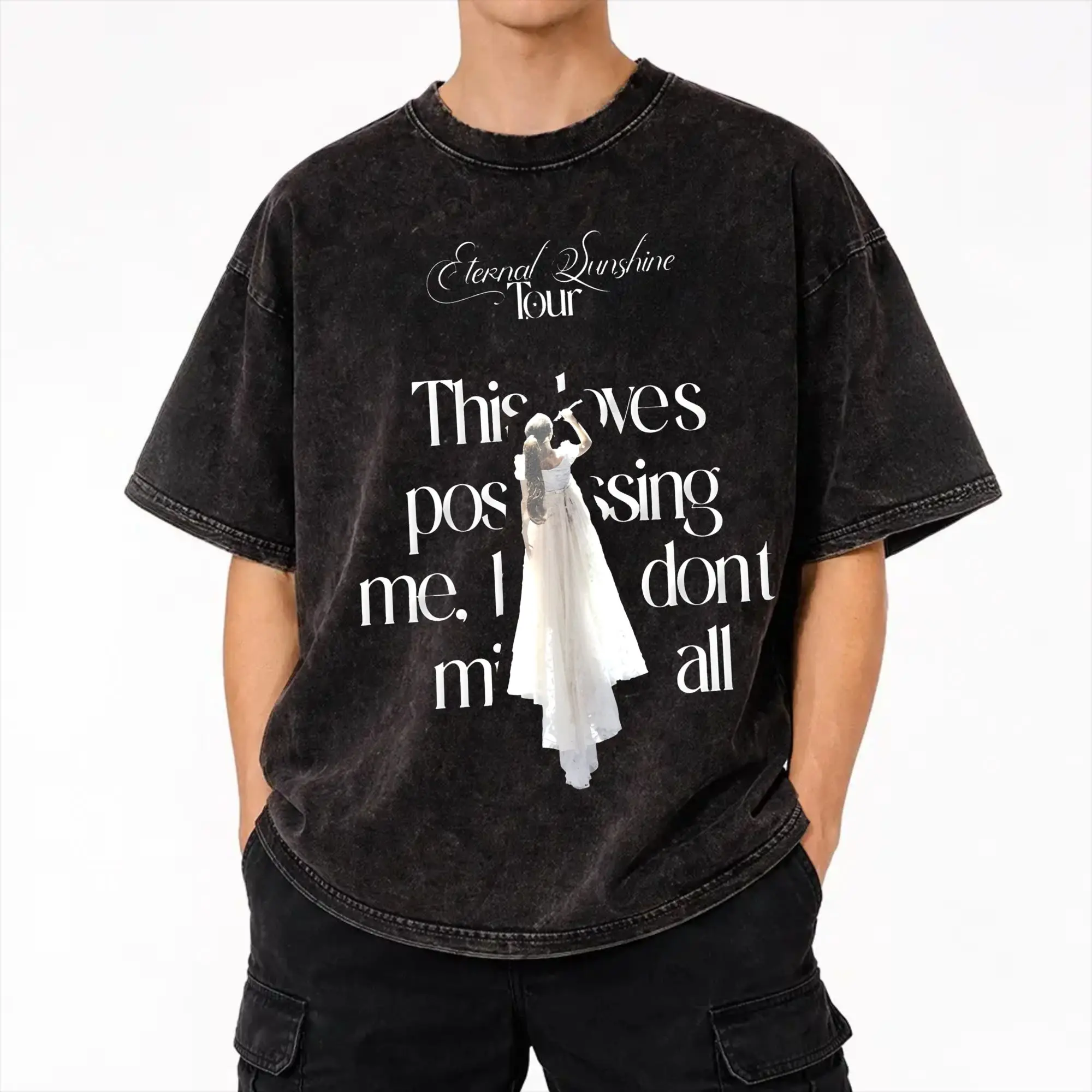 Summer The Eternal Sunshine Tour arianas grandes Washed Shirt Merch Harajuku T-Shirts  for Men Women Tees