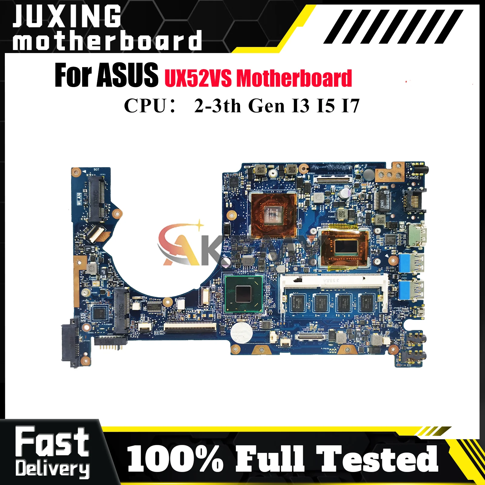 

UX52VS Laptop Motherboard For ASUS ZenBook UX52V UX52VS Notebook Mainboard With I3 I5 I7 CPU 100% tests OK fast shipping stk