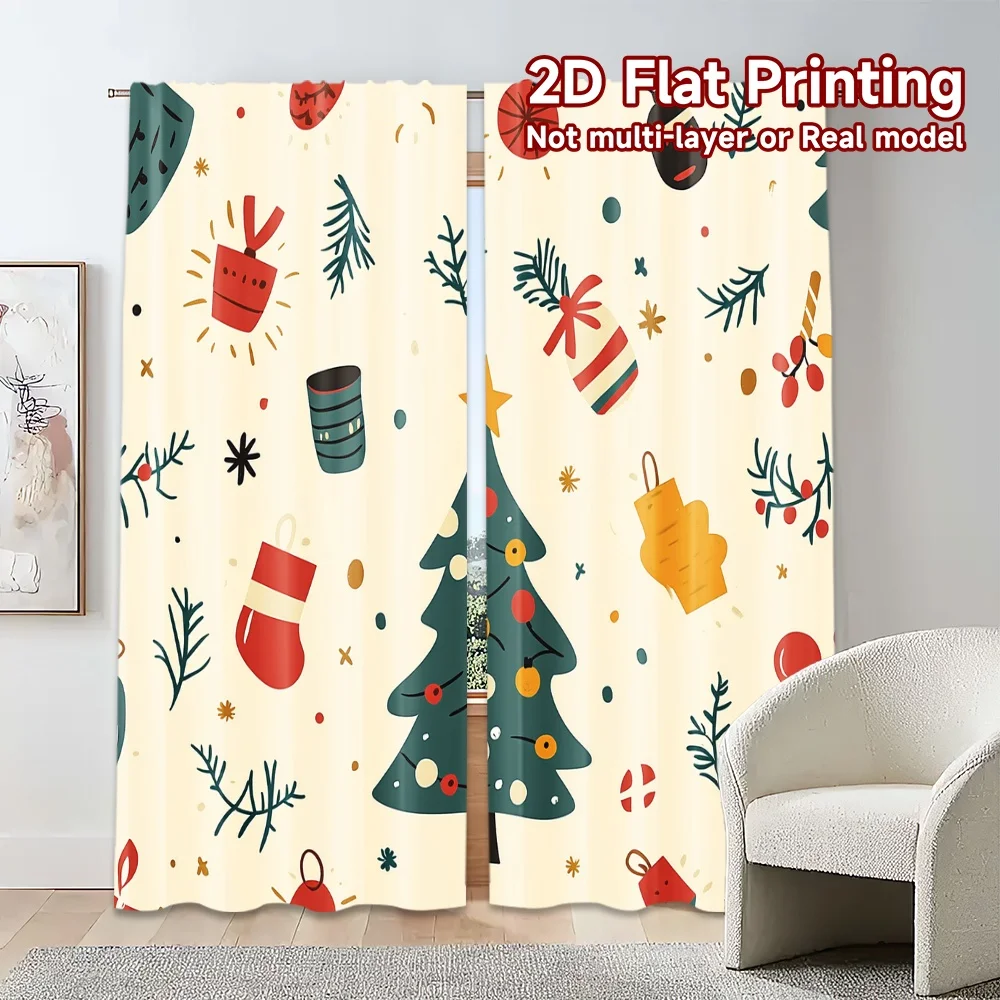 2 قطعة ، ستائر شجرة عيد الميلاد ثلج هدية الشتاء (3) ستائر أنيقة ومعالجة النافذة ستائر غزل متعددة الاستخدامات جميع المعيشة #6