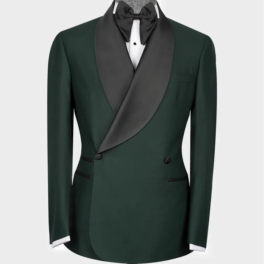 

Men Green Bright Lapel Double Button For Wedding Banquet Work Office Business Casual Jacket 1 Piece