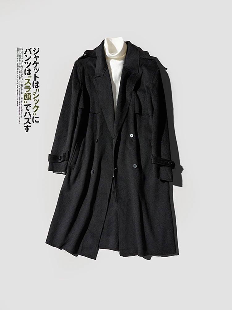 

Men's Wool Blend Overcoat Long Double Breasted Commute Windbreaker Jaet Removable oulder Pads Heavy Dra Faion Ci