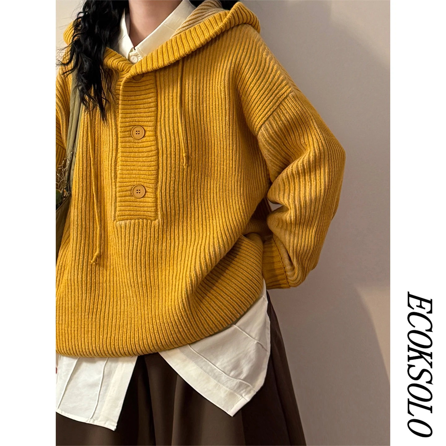 American Retro Loose Women's Hoodie Sweater Lazy Style Knitted Coat Casual Comfortable Autumn Winter New Arrival Eco-friendly