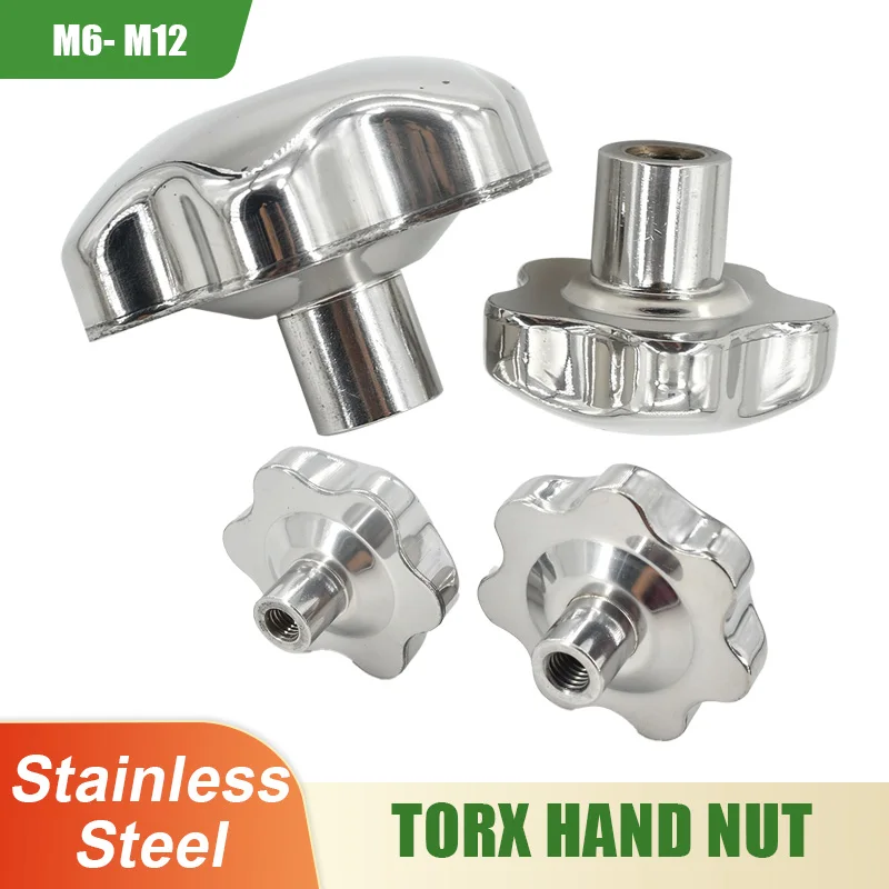 M6 M8 M10 M12 Stainless Steel Hand Knob Nuts Torx Plum Handle Rotating Clamp Thread Bolt Insert Umbrella Screw Thumb Fasten Nut