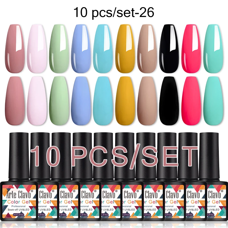 Arte Clavo 10PCS 8ml Spring Macaroon Nail Gel Polish Set Semi Permanent UV Gel For Manicure Soak Off Gel Nail Polish Kit Varnish