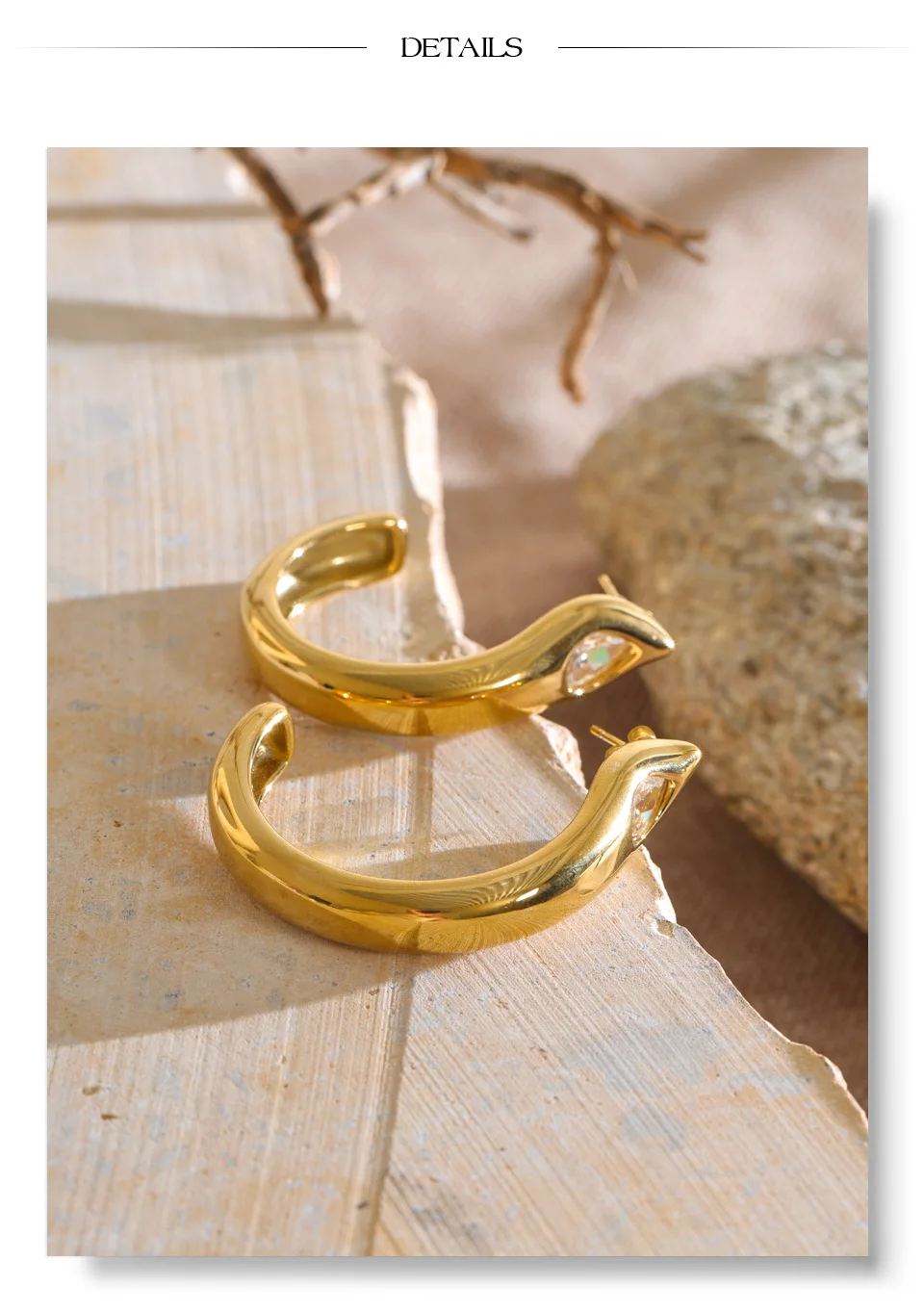 Yhpup Edelstahl-Zirkonia-Schlangen-Guss-Ohrringe, Hypoallergener Metallschmuck für den täglichen Gebrauch, Charmante Ästhetische Accessoires – Detail 5
