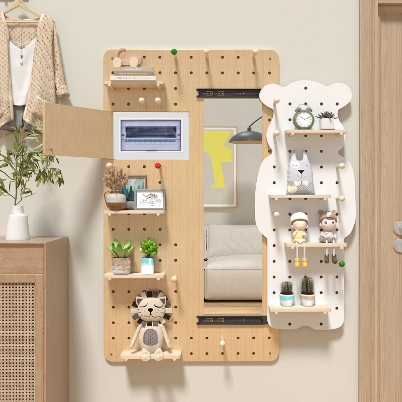

Hole plate push-pull full-length mirror coat rack mirror integrated can block the meter box simple