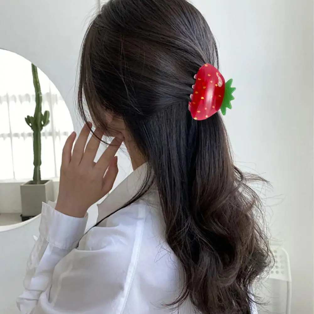 1 Stück niedliche kleine Erdbeer-Haarspange, Mini-Haarspange für halbe Hochsteckfrisur, modische Pferdeschwanz-Spange, Haar-Accessoire für Damen, Alltag, Feiertage, Partys – Detail 5