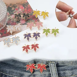 1 Pair Maple Leaf Shaped Waist Buckle For Lazy Person Adjustable Seamless Invisible Waist Buckle Removable Waist Tightening Tool