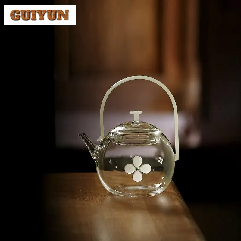 

700ml Flower Bud Heat-resistant Glass Lifting Teapot Handmade Tea Infuser Pot Tea Maker Kettle With Strainer Tea Ceremony Craft