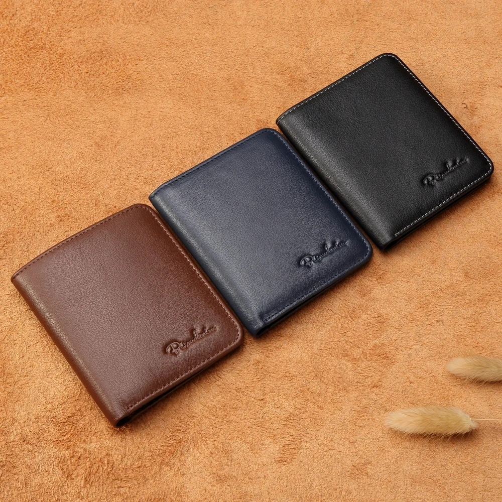 Genuine Leather Men Wallet Mini Short Male Purse Card Holder Soft Cowskin Money Bag Brand Luxury Men Gift