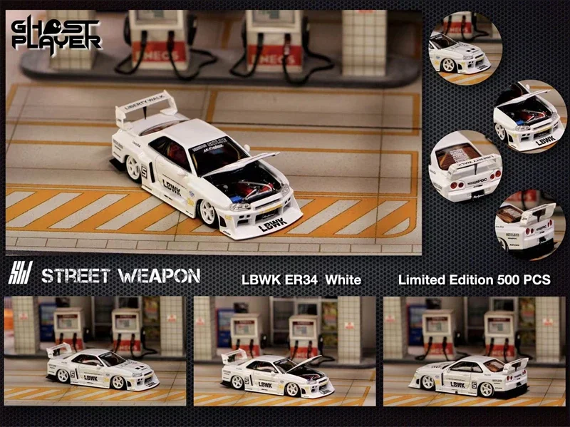 

Street Weapon 1:64 LBWK Skyline ER34 LB Super Silhouette White Diecast Model Car