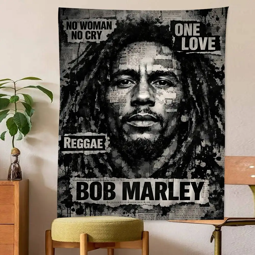 Reggae Music B-Bob M-Marley Singer Colorful Tapestry Wall Hanging Hanging Tarot Hippie Wall Rugs Dorm Wall Art Decor